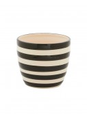 4.5 Inch Black and White Ceramic Striped Pot, halloween costume (4.5 Inch Black and White Ceramic Striped Pot)