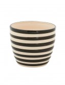 5.5 Inch Black and White Ceramic Striped Pot, halloween costume (5.5 Inch Black and White Ceramic Striped Pot)