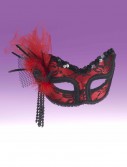 Red Black Lace Half Mask, halloween costume (Red Black Lace Half Mask)