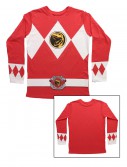 Red Power Rangers Long Sleeve Costume Shirt, halloween costume (Red Power Rangers Long Sleeve Costume Shirt)