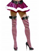 Red/White Striped Stockings w/Belt Buckle, halloween costume (Red/White Striped Stockings w/Belt Buckle)