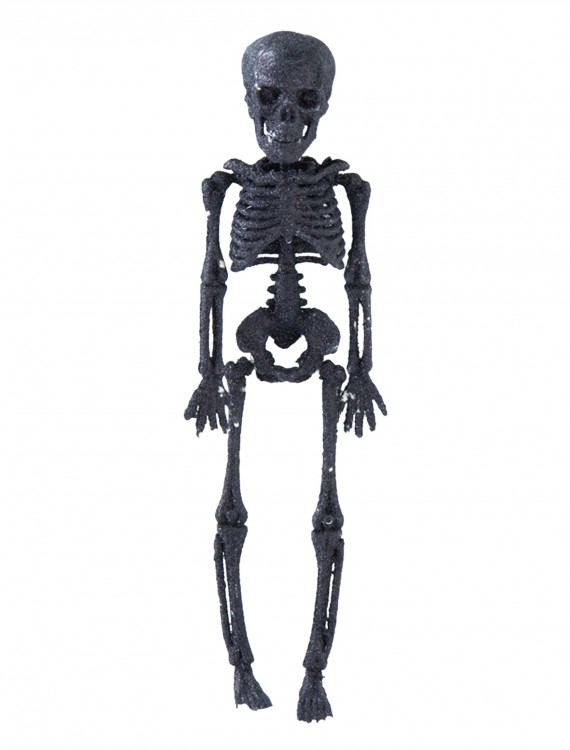 11.5" Black Glitter Skeleton, halloween costume (11.5" Black Glitter Skeleton)
