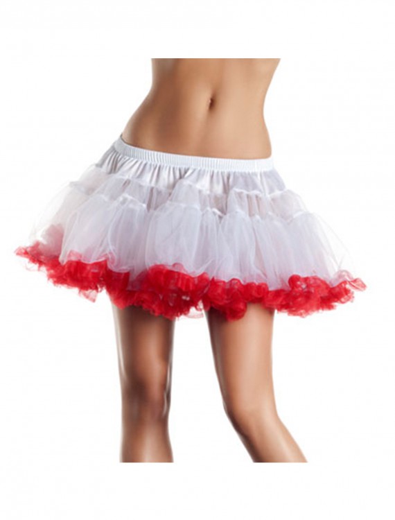 12" White and Red 2-Layer Petticoat, halloween costume (12" White and Red 2-Layer Petticoat)