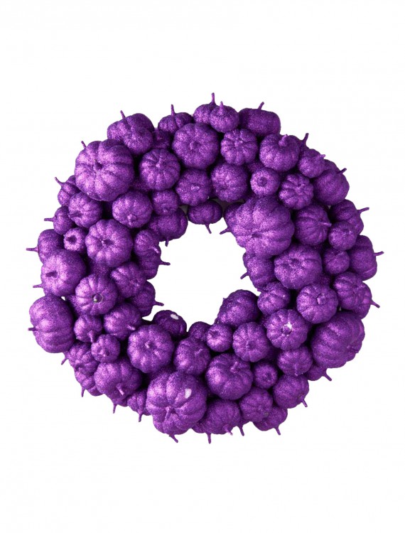 24" Purple Glitter Pumpkin Wreath, halloween costume (24" Purple Glitter Pumpkin Wreath)