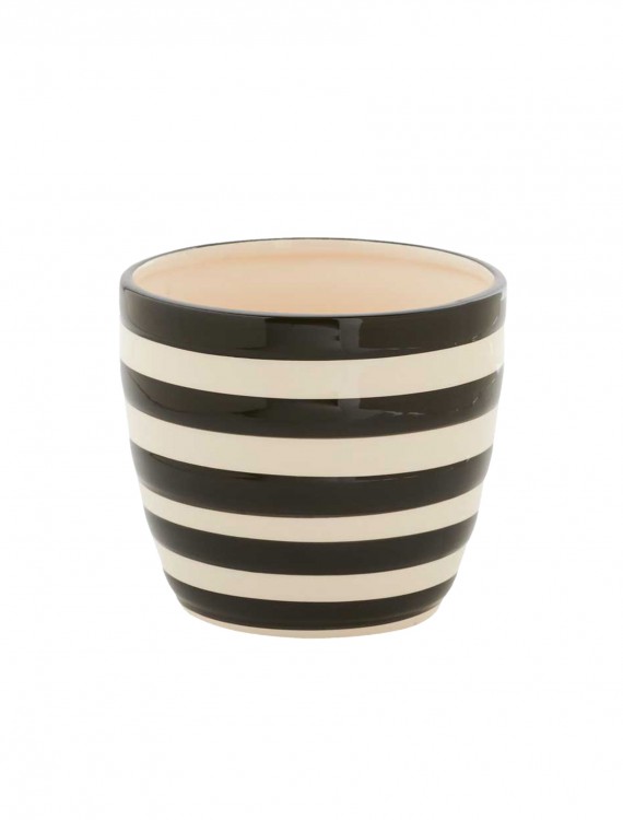 4.5 Inch Black and White Ceramic Striped Pot, halloween costume (4.5 Inch Black and White Ceramic Striped Pot)
