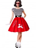50s Ooh La La Red Poodle Skirt w/ Striped Top, halloween costume (50s Ooh La La Red Poodle Skirt w/ Striped Top)
