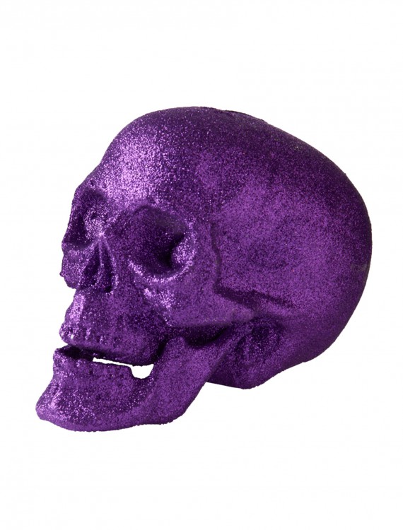 7" Large Purple Glitter Skull, halloween costume (7" Large Purple Glitter Skull)