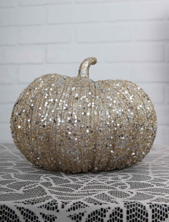 7 Inch Champagne Glitter Pumpkin, halloween costume (7 Inch Champagne Glitter Pumpkin)