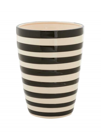 8.5 Inch Black and White Ceramic Striped Pot, halloween costume (8.5 Inch Black and White Ceramic Striped Pot)