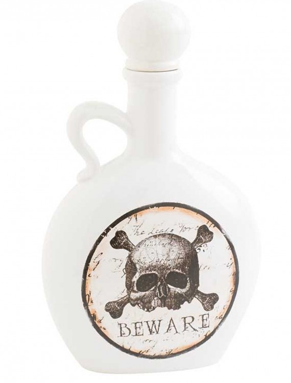 8.5" White and Brown Bottle with Skull & Crossbones, halloween costume (8.5" White and Brown Bottle with Skull & Crossbones)