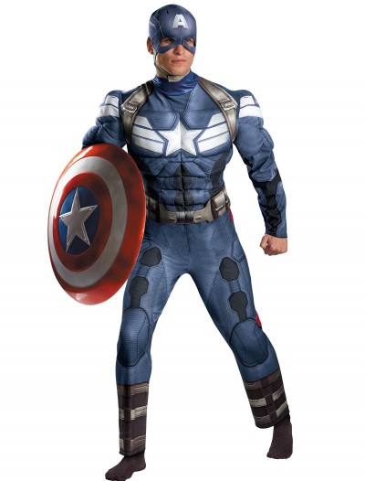 Plus Size Captain America Movie 2 Classic Muscle Costume, halloween costume (Plus Size Captain America Movie 2 Classic Muscle Costume)