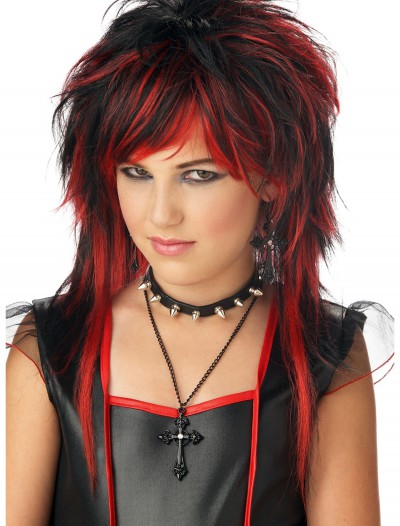 Black and Red Rebel Wig, halloween costume (Black and Red Rebel Wig)