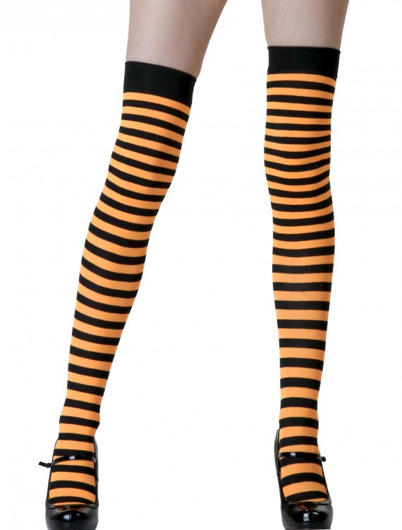 Black / Orange Striped Stockings, halloween costume (Black / Orange Striped Stockings)