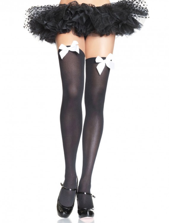 Black Stockings with White Bows, halloween costume (Black Stockings with White Bows)