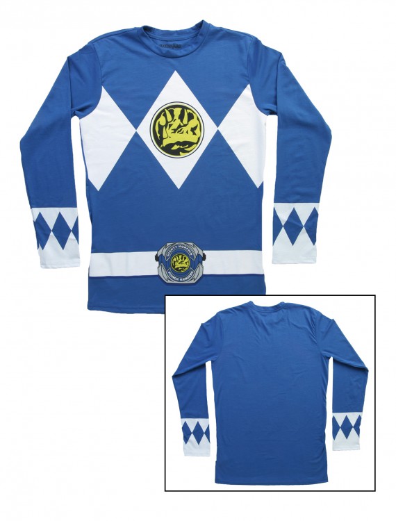Blue Power Rangers Long Sleeve Costume Shirt, halloween costume (Blue Power Rangers Long Sleeve Costume Shirt)