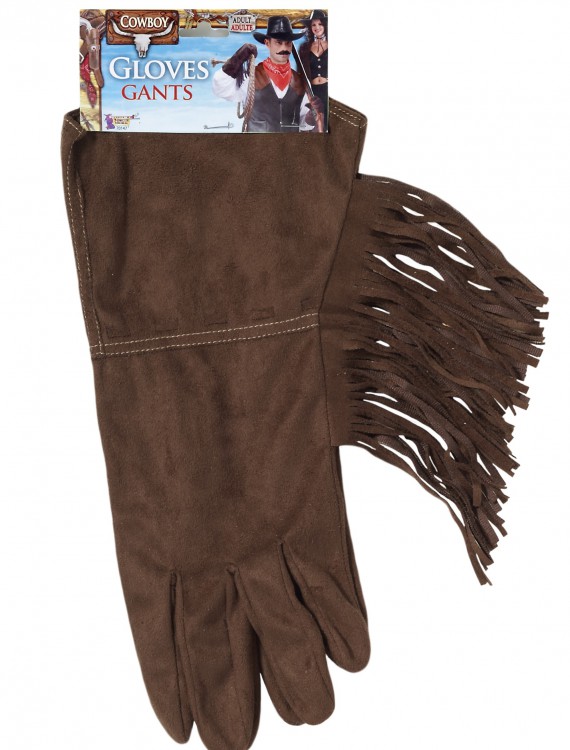 Brown Fringe Cowboy Gloves, halloween costume (Brown Fringe Cowboy Gloves)