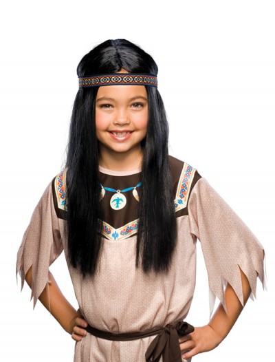Child Black Pocahontas Wig, halloween costume (Child Black Pocahontas Wig)