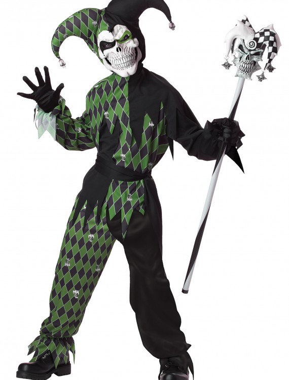 Child Green Scary Jester Costume, halloween costume (Child Green Scary Jester Costume)