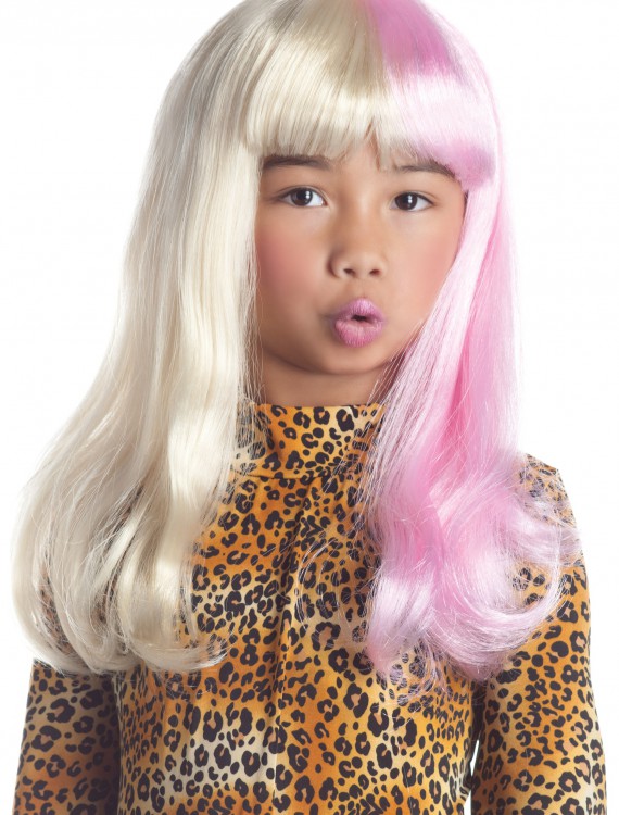 Child Pink and White Diva Wig, halloween costume (Child Pink and White Diva Wig)
