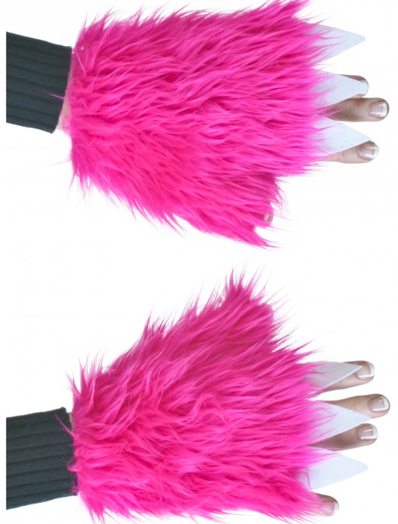 Child Pink Furry Hand Covers, halloween costume (Child Pink Furry Hand Covers)