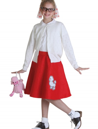 Child Red 50s Poodle Skirt, halloween costume (Child Red 50s Poodle Skirt)