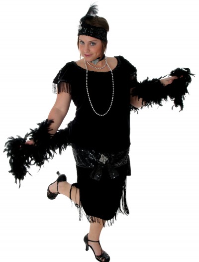 Deluxe Black Plus Size Flapper, halloween costume (Deluxe Black Plus Size Flapper)