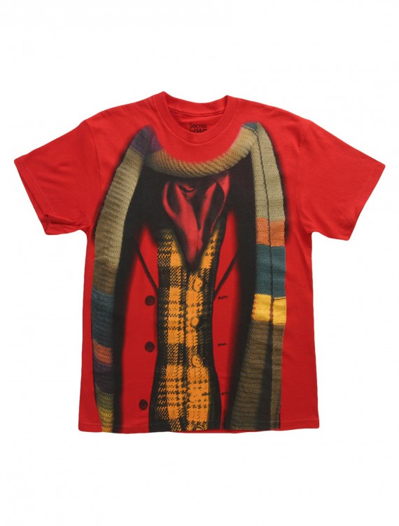 Doctor Who 4th Doctor Costume T-Shirt, halloween costume (Doctor Who 4th Doctor Costume T-Shirt)