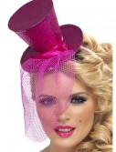 Fever Hot Pink Glitter Mini Top Hat, halloween costume (Fever Hot Pink Glitter Mini Top Hat)