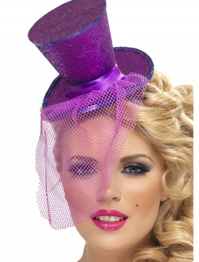 Fever Purple Glitter Mini Top Hat, halloween costume (Fever Purple Glitter Mini Top Hat)