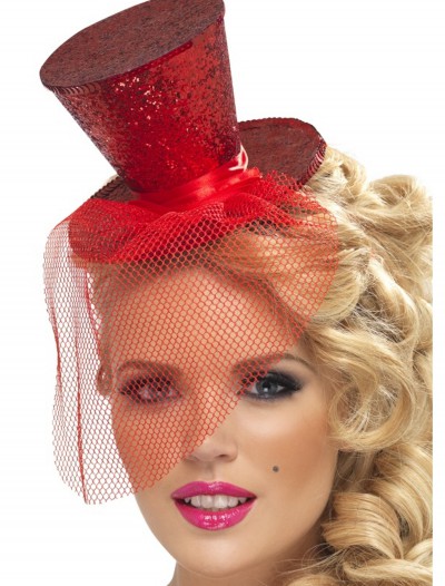 Fever Red Glitter Mini Top Hat, halloween costume (Fever Red Glitter Mini Top Hat)