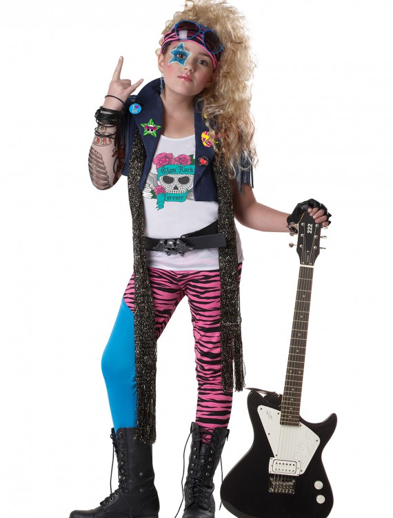 Girls 80s Glam Rocker Costume, halloween costume (Girls 80s Glam Rocker Costume)