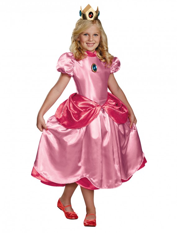 Girls Deluxe Princess Peach Costume, halloween costume (Girls Deluxe Princess Peach Costume)