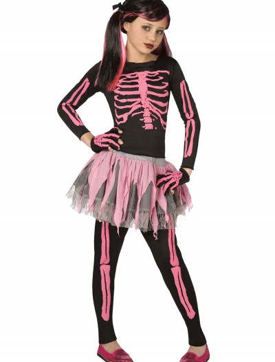 Girls Pink Punk Skeleton Costume, halloween costume (Girls Pink Punk Skeleton Costume)