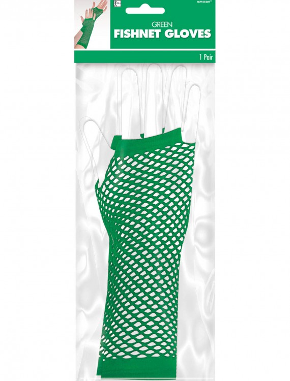 Green Fishnet Long Gloves, halloween costume (Green Fishnet Long Gloves)