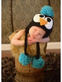 Infant Black Feather Penguin Hat with Blue Accents, halloween costume (Infant Black Feather Penguin Hat with Blue Accents)