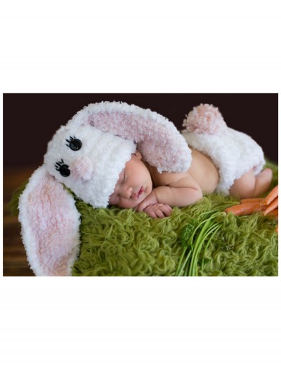 Infant White Bunny Hat and Diaper Cover, halloween costume (Infant White Bunny Hat and Diaper Cover)