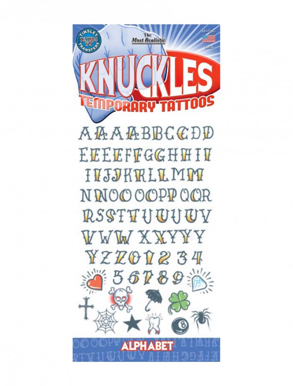 Knuckle Alphabet Temporary Tattoos, halloween costume (Knuckle Alphabet Temporary Tattoos)
