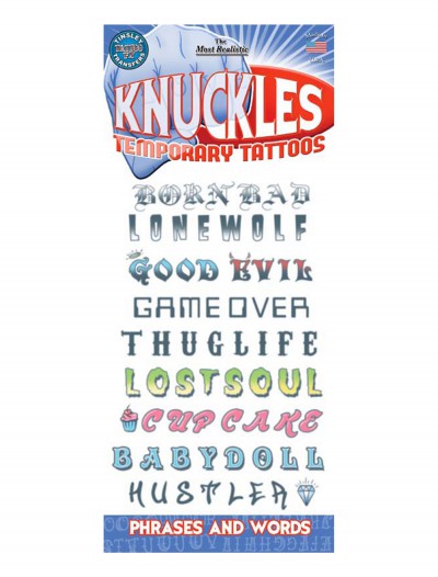 Knuckle Phrases Temporary Tattoos, halloween costume (Knuckle Phrases Temporary Tattoos)