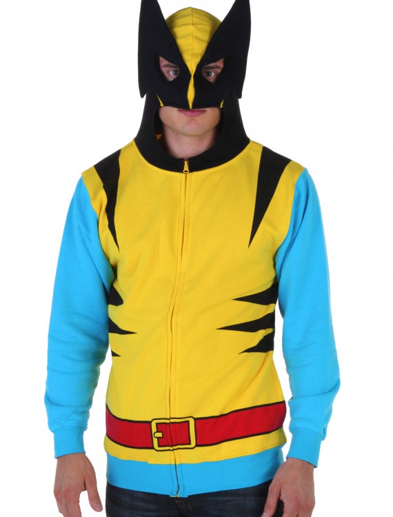 Marvel Wolverine Mens Yellow Suit Up Hoodie, halloween costume (Marvel Wolverine Mens Yellow Suit Up Hoodie)