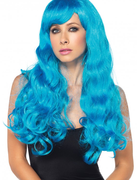 Neon Blue Long Wig, halloween costume (Neon Blue Long Wig)