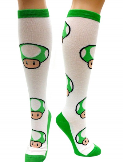 Nintendo 1up Green Mushroom Knee High Socks, halloween costume (Nintendo 1up Green Mushroom Knee High Socks)