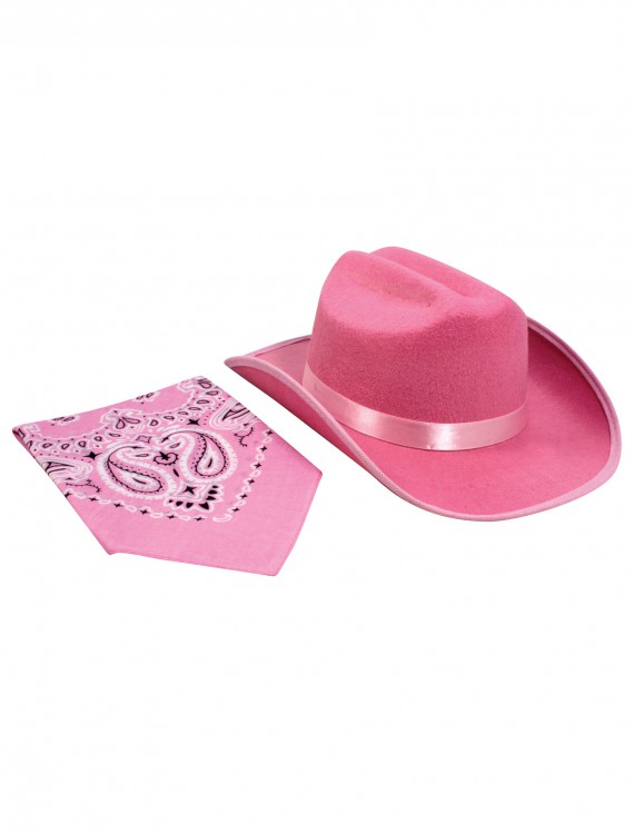Pink Cowgirl Hat and Bandana Set, halloween costume (Pink Cowgirl Hat and Bandana Set)