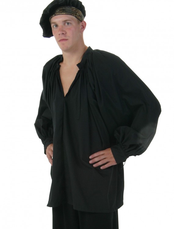 Plus Size Black Peasant Shirt, halloween costume (Plus Size Black Peasant Shirt)