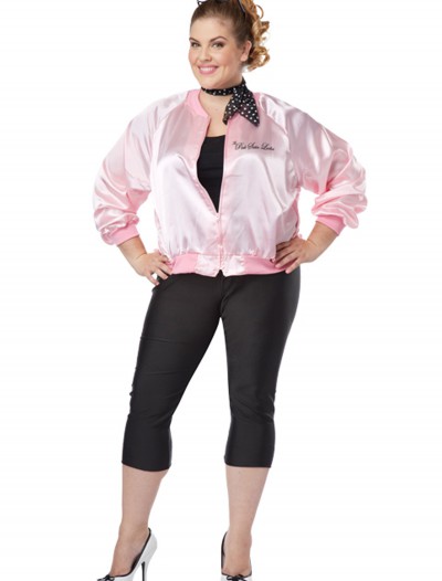 Plus Size Pink Satin Ladies Jacket, halloween costume (Plus Size Pink Satin Ladies Jacket)
