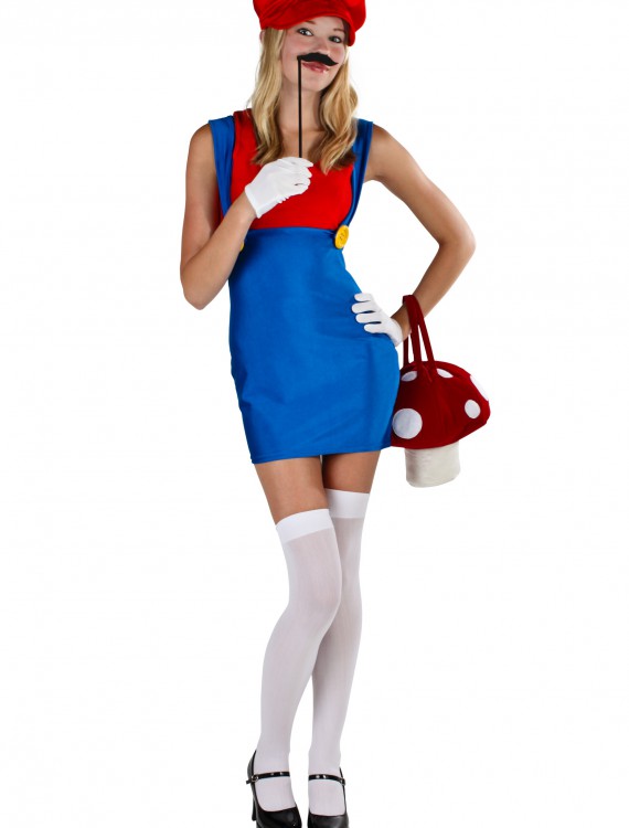 Plus Size Sexy Red Plumber Costume, halloween costume (Plus Size Sexy Red Plumber Costume)