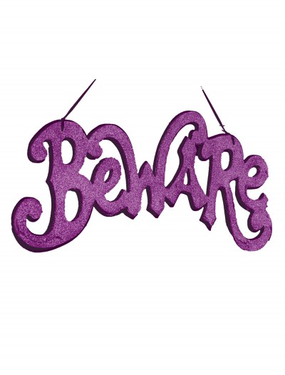 Purple Beware Cutout Sign, halloween costume (Purple Beware Cutout Sign)