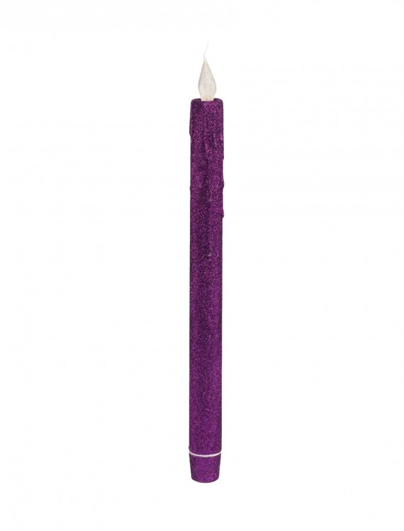 Purple Glitter Taper LED Candle, halloween costume (Purple Glitter Taper LED Candle)