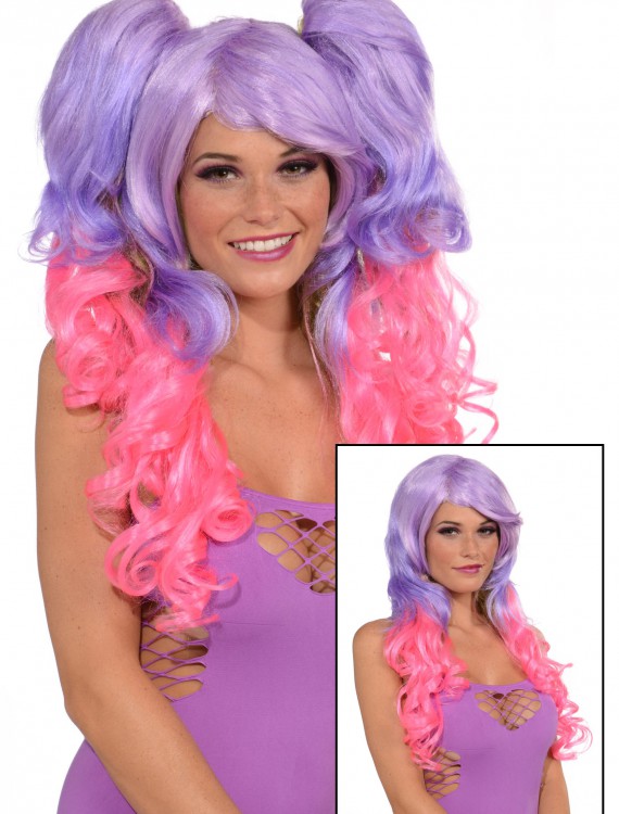 Purple/Pink 3 Piece Wig, halloween costume (Purple/Pink 3 Piece Wig)