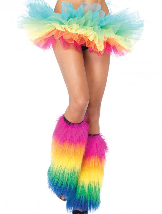 Rainbow Furry Leg Warmers, halloween costume (Rainbow Furry Leg Warmers)