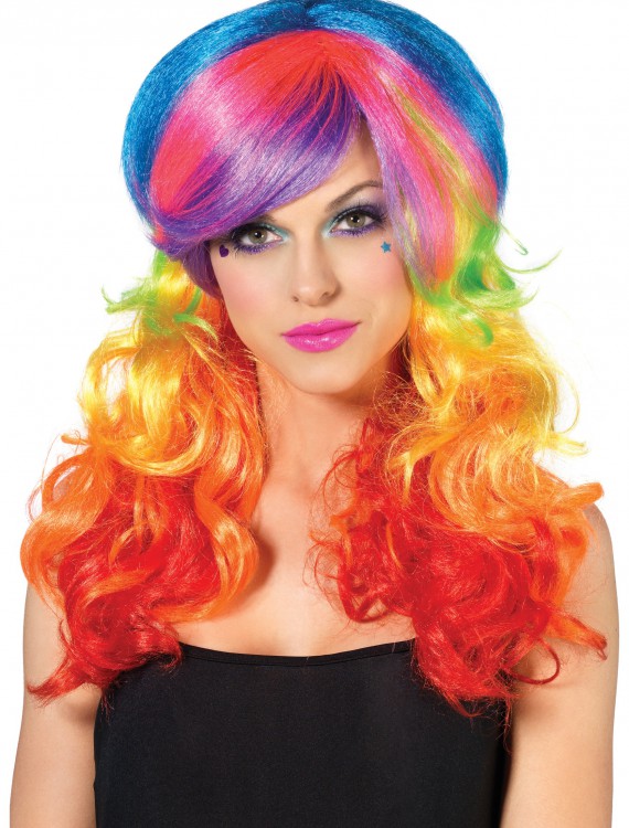 Rainbow Rocker Wig, halloween costume (Rainbow Rocker Wig)
